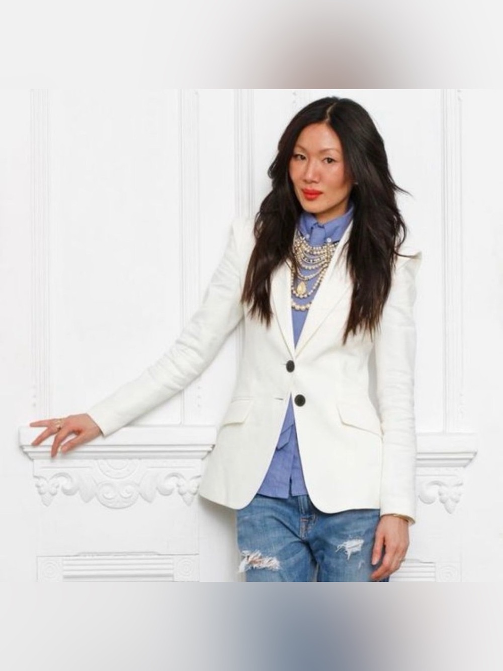 $500 Marissa Webb Genevieve Blazer Jacket XS 4 Off White Cotton Linen Silk Lined